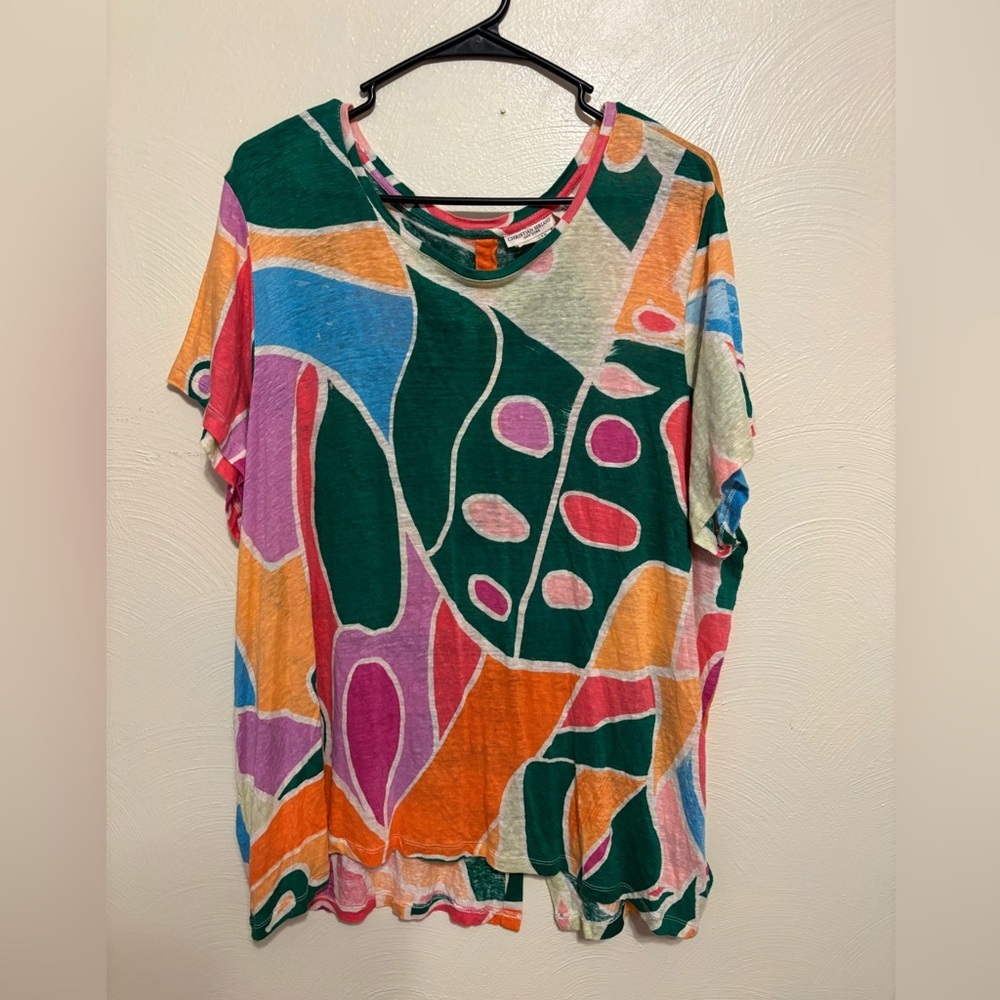 Christian Siriano Multicolor Abstract Print Short Sleeve Tee